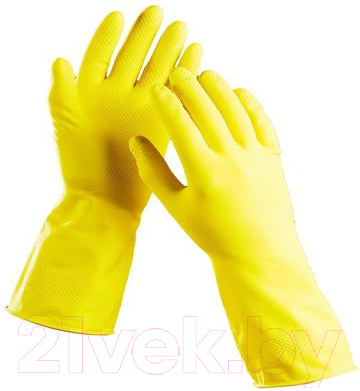 Перчатки хозяйственные Kronex Латексные с хлопковым напылением / PER-0006 (р. M, желтый)