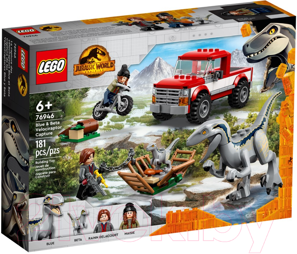 Конструктор Lego Jurassic World Блу и поимка бета-велоцираптора 76946