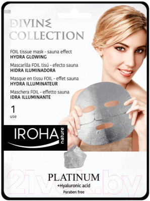 Маска для лица тканевая Iroha Nature Divin Collection Foil Tissue Face Mask Sauna Effect Hydra Glowin