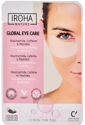 Патчи под глаза Iroha Nature Global Eye Care Niacinamide Caffeine & Peptides (2шт)