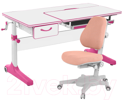 Парта+стул Anatomica Uniqa Lite Armata (белый/розовый/светло-розовый)