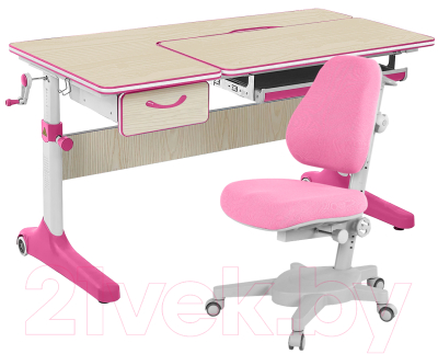 Парта+стул Anatomica Uniqa Lite Armata (клен/розовый/розовый)