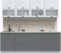 Кухонный гарнитур Интерлиния Берес 2.4Б (дуб полярный/дуб серый/травертин серый) - 