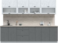 Кухонный гарнитур Интерлиния Берес 2.8Б (дуб полярный/дуб серый/травертин серый) - 