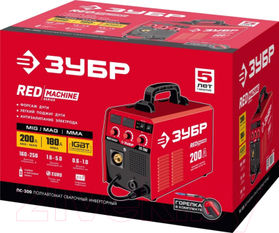 Изображение товара Полуавтомат сварочный Зубр 200 А / ПС-200