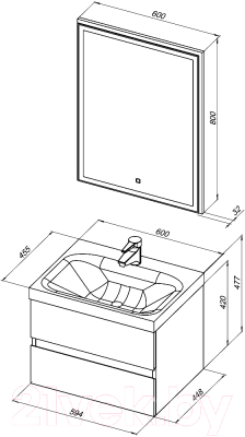 Комплект мебели для ванной Aquanet Беркли 60 / 306358