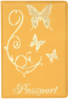 Обложка на паспорт OfficeSpace Бабочки / 342742 (золото) - 