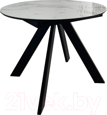 Обеденный стол M-City Бонжур 100 / 480M04964 (белый мрамор/черная шагрень/черный)