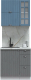 Готовая кухня Интерлиния Берес 0.8Б (дуб лазурный/дуб серый/серый каспий) - 