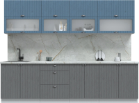 Кухонный гарнитур Интерлиния Берес 2.8Б (дуб лазурный/дуб серый/серый каспий) - 