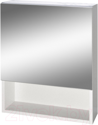 Шкаф с зеркалом для ванной Гамма 12 (белый)