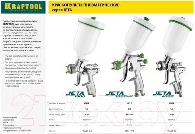 Пневматический краскопульт Kraftool Pro Jeta 4000 HVLP / 06555-1.3
