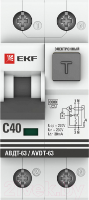Дифференциальный автомат EKF PROxima АВДТ-63 40А 30мА тип А 6кА (С) / DA63-40-30e
