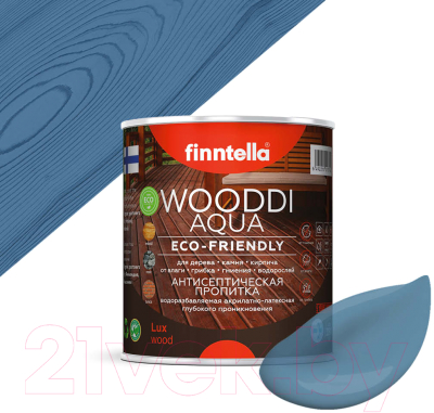 Пропитка для дерева Finntella Wooddi Aqua Mustikka / F-28-0-1-FW115 (900мл)