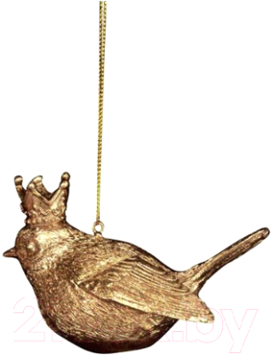 Елочная игрушка Gisela Graham Imperial Palace Птичка в короне / 12208 (золото)