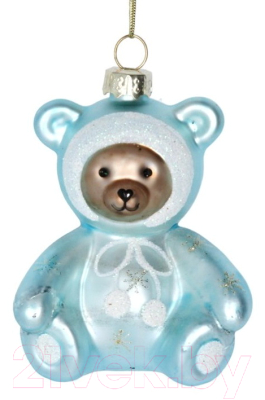 Елочная игрушка Gisela Graham Baby's First Christmas Медвежонок в голубом комбинезоне /01580-3
