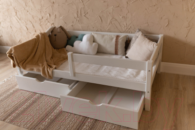 Односпальная кровать детская EcoWood Эльза 80x180 с ящиками / ECO.001.00037.80-180.W