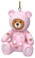 Елочная игрушка Gisela Graham Baby's First Christmas Медвежонок в розовом комбинезоне /17241-1 - 