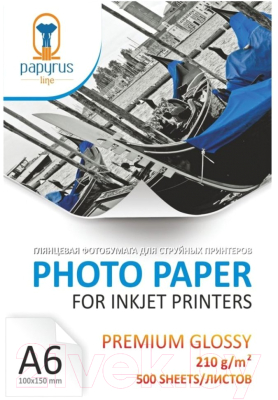 Фотобумага Papyrus Premium A6 210 г/м2 / BN04328 (500л, глянцевый)