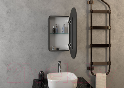 Шкаф с зеркалом для ванной Континент Elmage Black Led 45x80 (с нейтральной подсветкой)