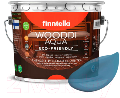 Пропитка для дерева Finntella Wooddi Aqua Mustikka / F-28-0-3-FW115 (2.7л)
