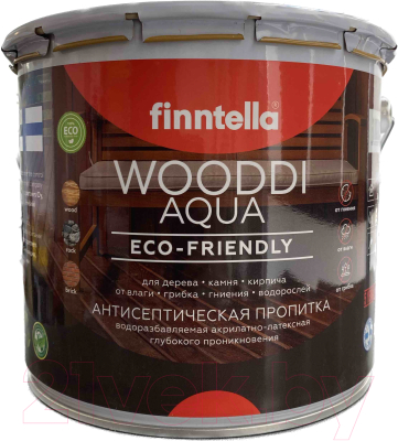 Пропитка для дерева Finntella Wooddi Aqua Teak / F-28-0-3-FW121 (2.7л)
