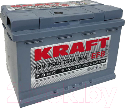 Автомобильный аккумулятор KrafT EFB 75 R / SL3 072 10B13 (75 А/ч)