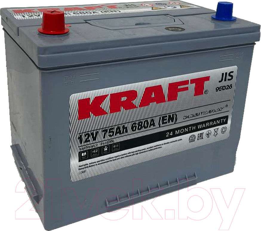 Автомобильный аккумулятор KrafT Asia 75 JL / S N50 070 11B09