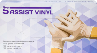 Перчатки одноразовые 5 Assist Vinyl Виниловые неопудренные (M, 100шт, белый) - 