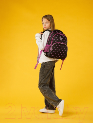 Школьный рюкзак Grizzly RG-360-5 (черный/лаванда)