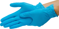 Перчатки одноразовые 5 Assist Vitrile Витриловые неопудренные (M, 100шт, голубой) - 