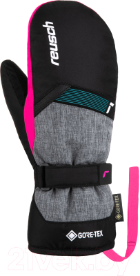 Варежки лыжные Reusch Flash Gore-Tex Junior Mitten / 6261605-7771 (р-р 6, Black/Black Melange/Pink Glo)