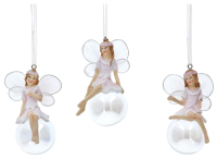 

Елочная игрушка Gisela Graham, Rose Ball. Фея на мыльном пузыре / 14296
