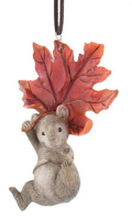 

Елочная игрушка Gisela Graham, Woodland Wildlife. Мышка с листком / 13240-1