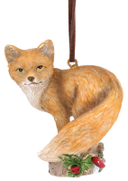 

Елочная игрушка, Woodland Wildlife. Лиса на бревне с мухоморами / 13818
