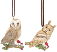 

Елочная игрушка Gisela Graham, Woodland Wildlife. Сова на ветке с мухоморами / 13690