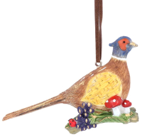 Елочная игрушка Gisela Graham Woodland Wildlife. Фазан на ветке с мухоморами / 13706 - 