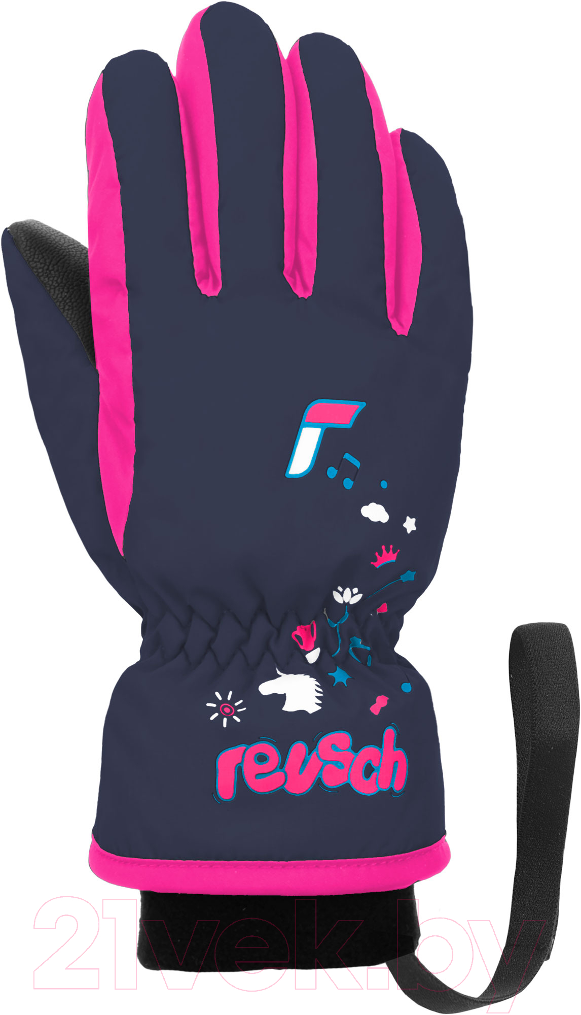 Перчатки лыжные Reusch Kids / 6285105-4540 (р-р 4, Dress Blue/Knockout Pink)
