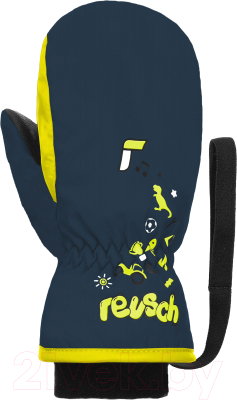 Варежки лыжные Reusch Kids Mitten / 6285405-4955 (р-р 4, Dress Blue/Safety Yellow)
