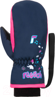 Варежки лыжные Reusch Kids Mitten / 6285405-4540 (р-р 4, Dress Blue/Knockout Pink)