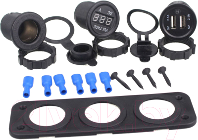 Изображение товара Моторозетка Sipl С вольтметром + 2USB 5V 2.1A / PLS37A