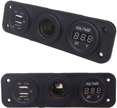 Изображение товара Моторозетка Sipl С вольтметром + 2USB 5V 2.1A / PLS37A