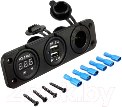 Изображение товара Моторозетка Sipl С вольтметром + 2USB 5V 2.1A / PLS37A