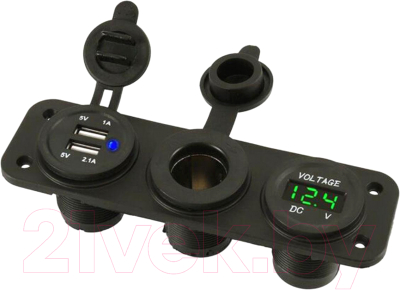 Моторозетка Sipl С вольтметром + 2USB 5V / PLS37