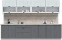 Кухонный гарнитур Интерлиния Берес 3.2Б (дуб полярный/дуб серый/травертин серый) - 