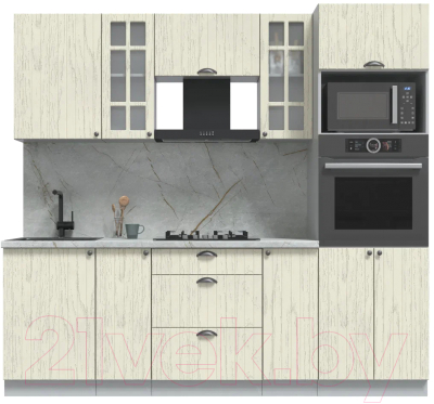 Кухонный гарнитур Интерлиния Берес 2.3В (дуб снежный/серый каспий)