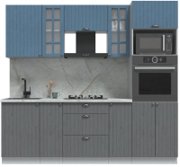 Кухонный гарнитур Интерлиния Берес 2.3В (дуб серый/дуб лазурный/серый каспий) - 