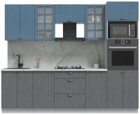 Кухонный гарнитур Интерлиния Берес 2.6В (дуб серый/дуб лазурный/серый каспий) - 