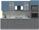 Кухонный гарнитур Интерлиния Берес 2.7В (дуб серый/дуб лазурный/серый каспий) - 