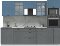 Кухонный гарнитур Интерлиния Берес 2.8В (дуб серый/дуб лазурный/серый каспий) - 